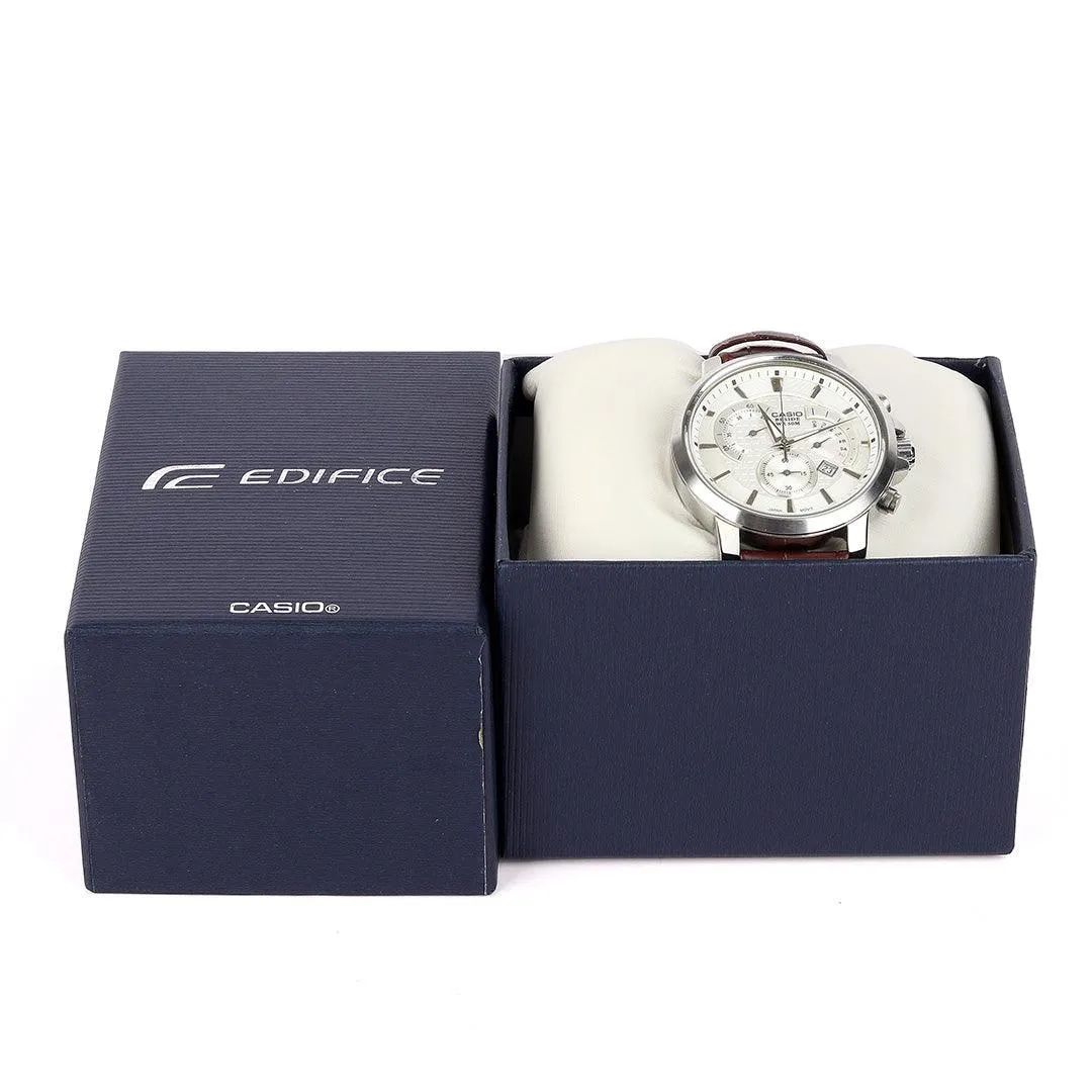 Casio Edifice Chronograph Women's Brown Leather Strap Watch