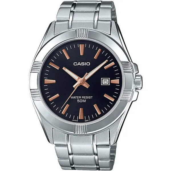 Casio Silver Stainless Steel Black Dial Quartz Unisex Watch - Casio LTP-1308D-1A2VDF AG