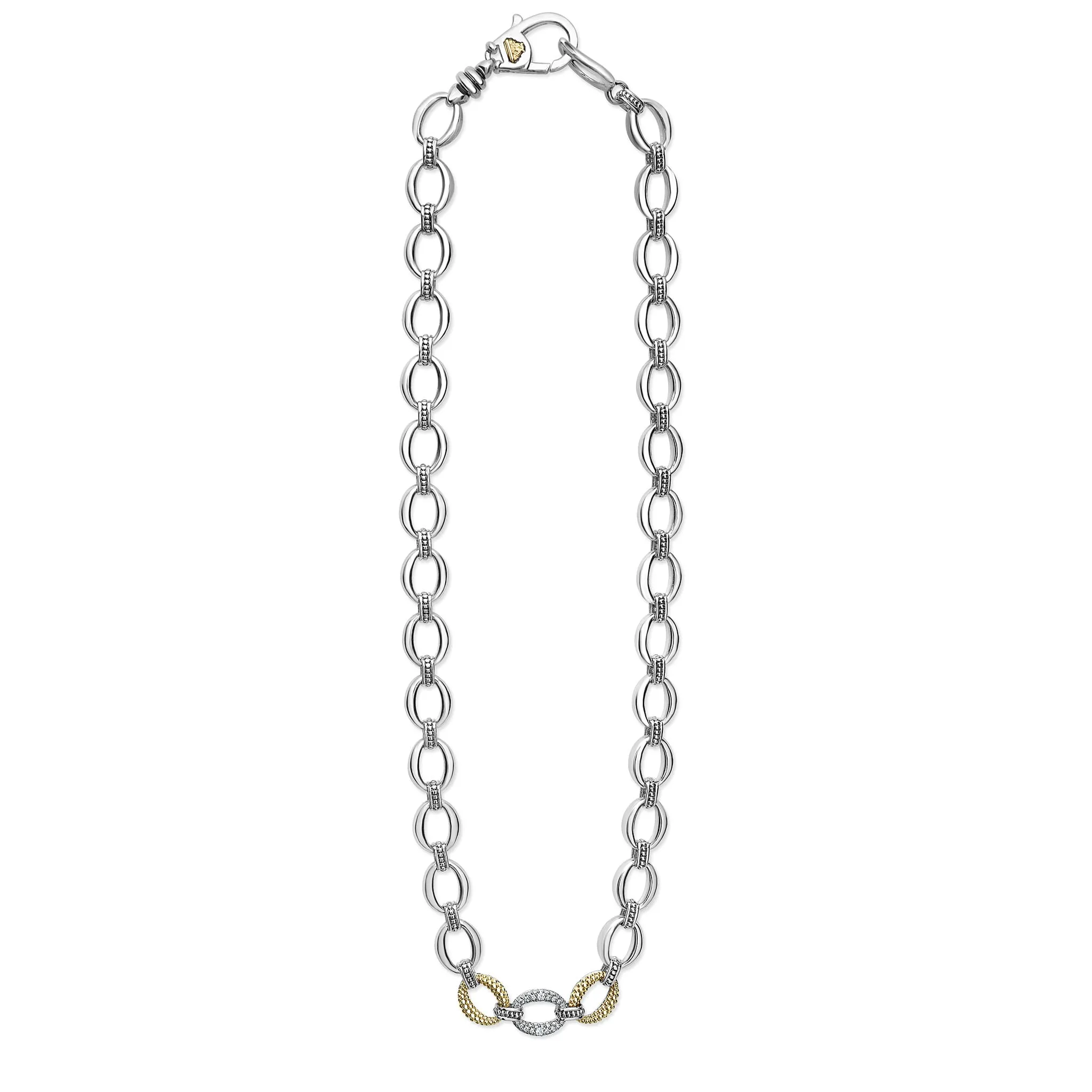 Caviar Lux Single Station Diamond Link Necklace