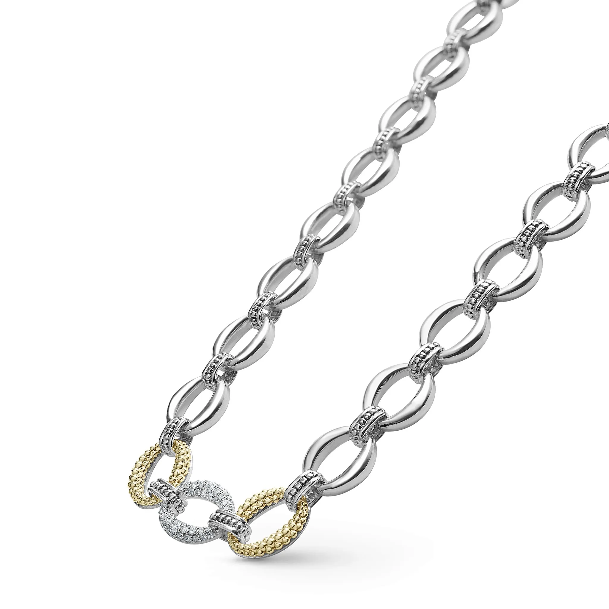 Caviar Lux Single Station Diamond Link Necklace