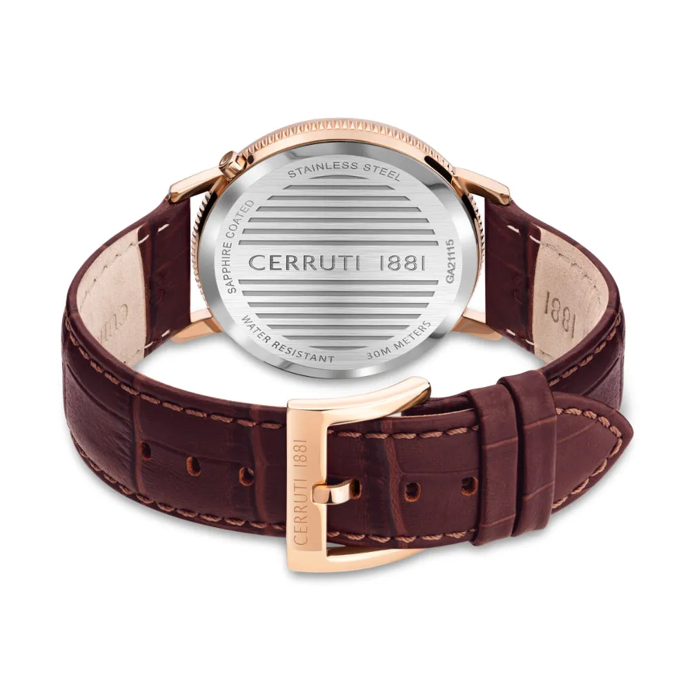 Cerruti 1881 Carano Men Rose Gold And Darck Brown  Watch