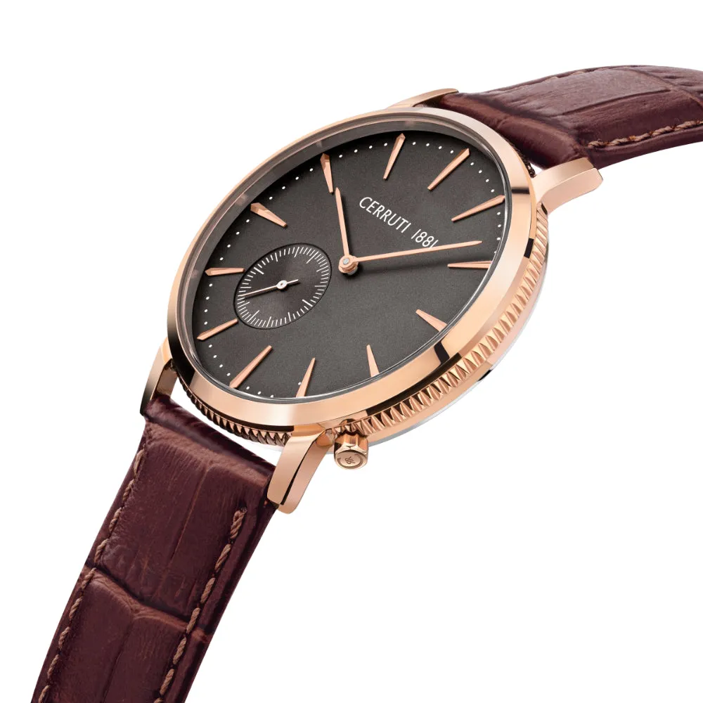 Cerruti 1881 Carano Men Rose Gold And Darck Brown  Watch