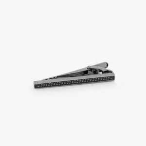 Chain Tie Clip With Black Enamel In Gunmetal