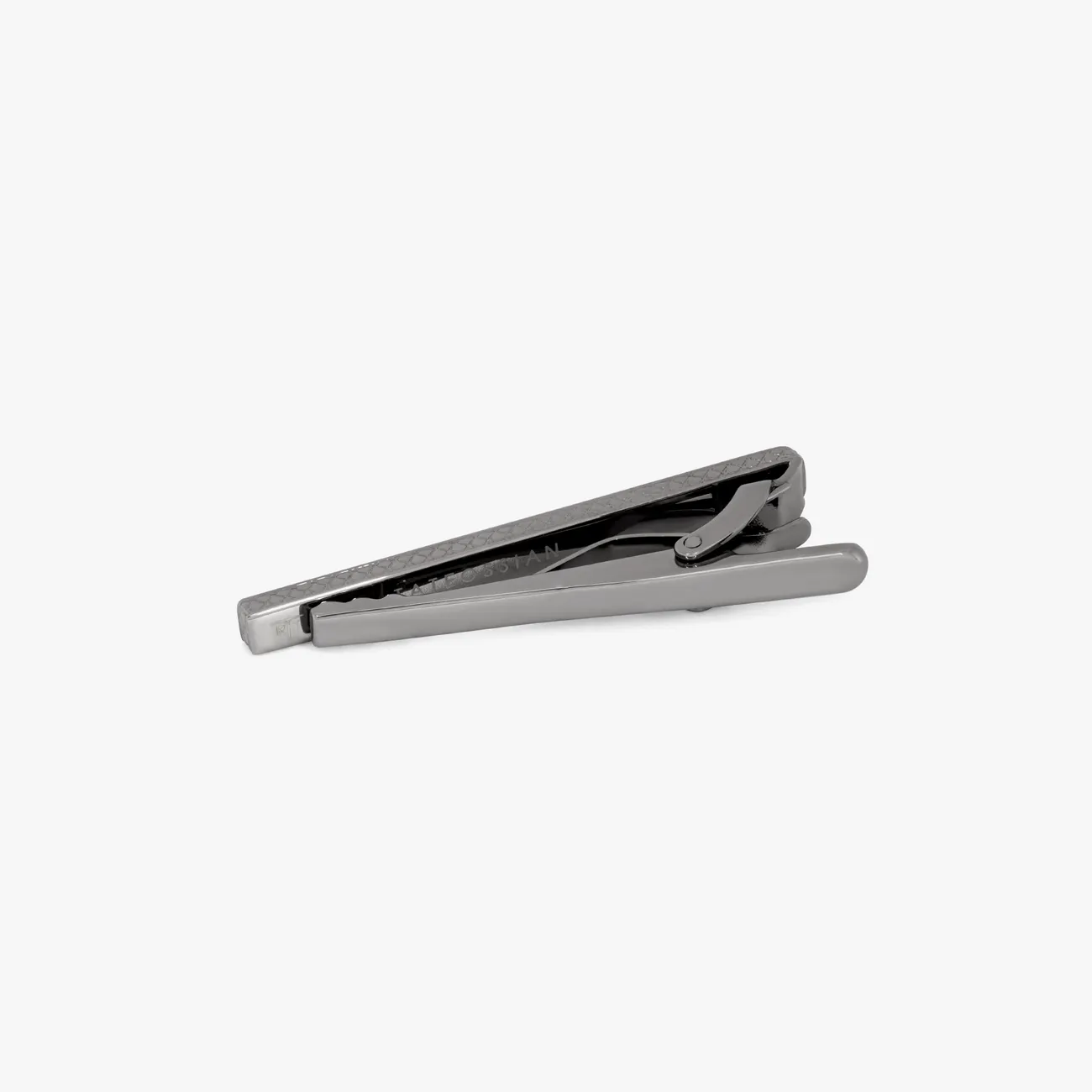 Chain Tie Clip With Black Enamel In Gunmetal