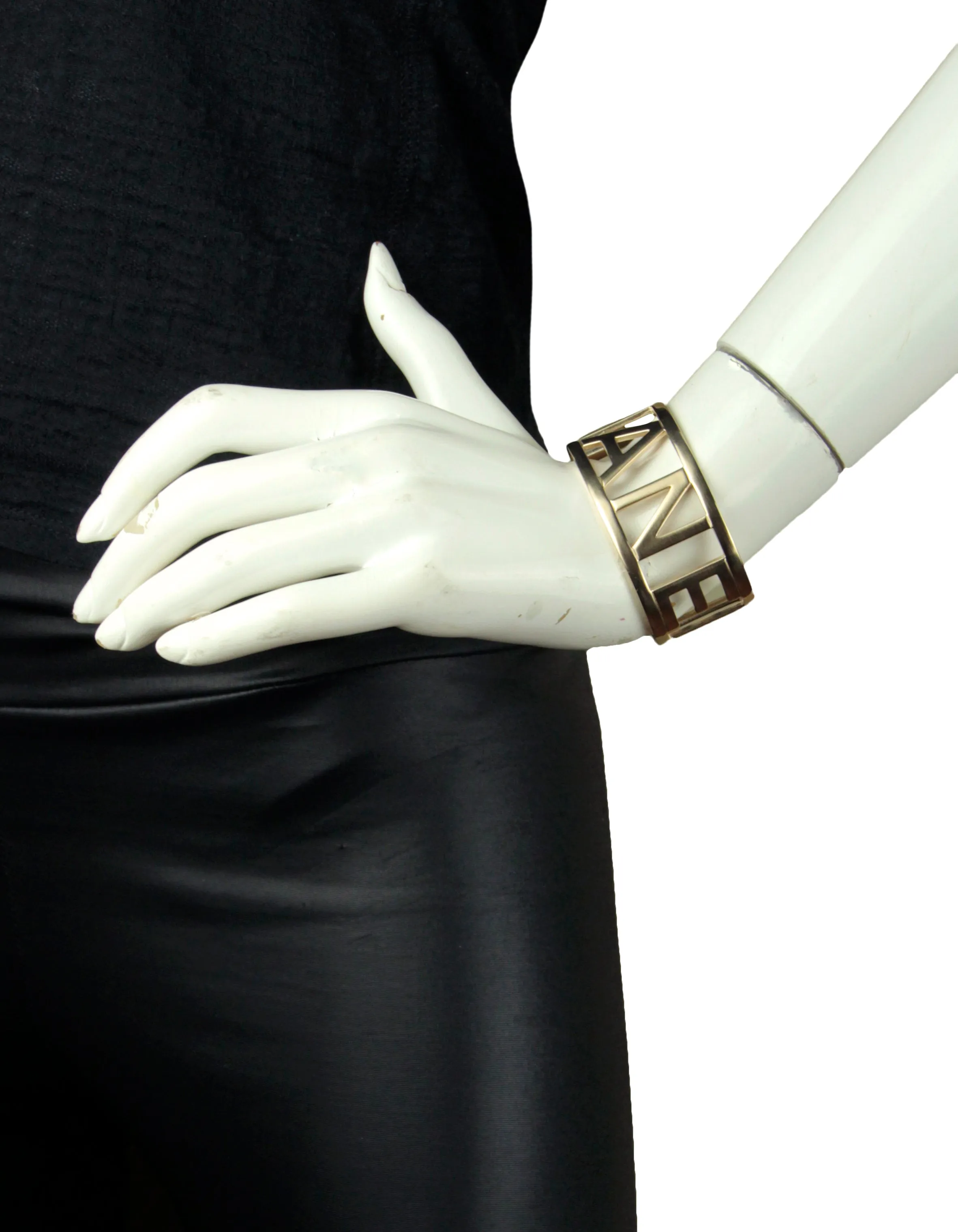 Chanel Pale Goldtone Cutout Cuff Bracelet