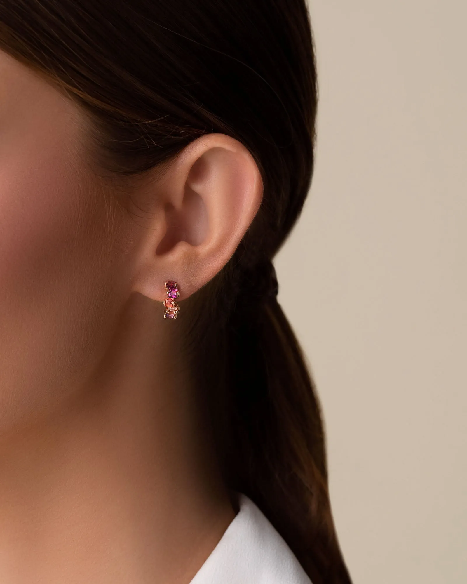 Cierra Red Ombre Mini Hoops