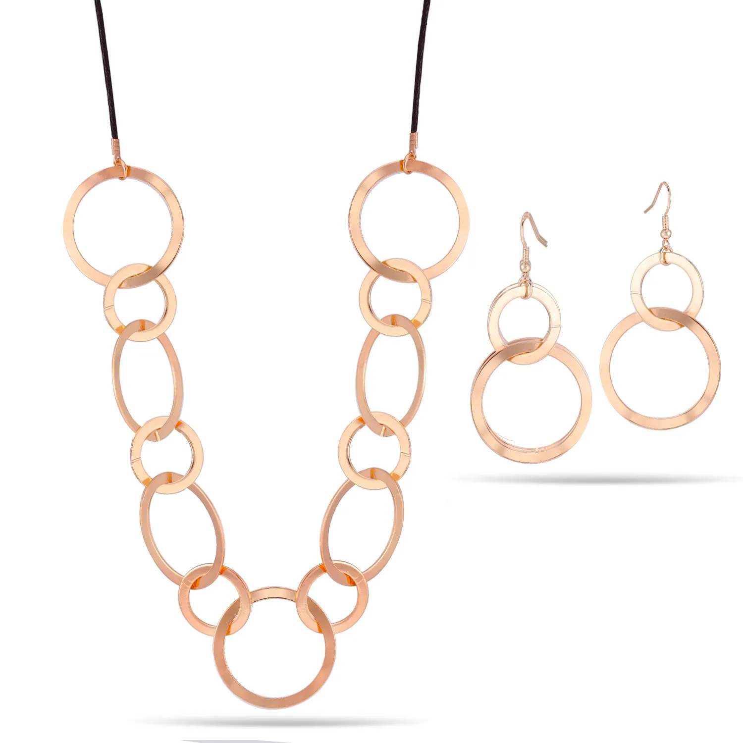 CIRCLE LINK EARRINGS AND NECKLACES SET #HNN E4730