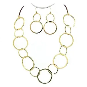 CIRCLE LINK EARRINGS AND NECKLACES SET #HNN E4730