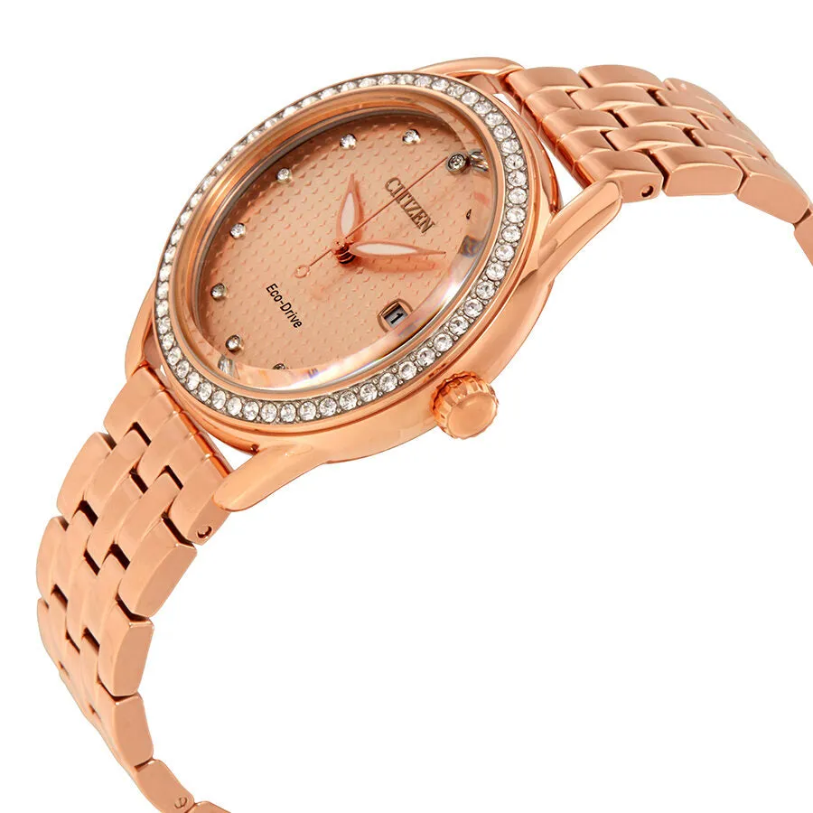 Citizen LTR Crystal Rose Dial Rose Gold-tone Ladies Watch FE6113-57X