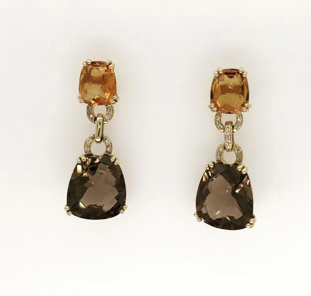Citrine and Smokey Topaz Earring
