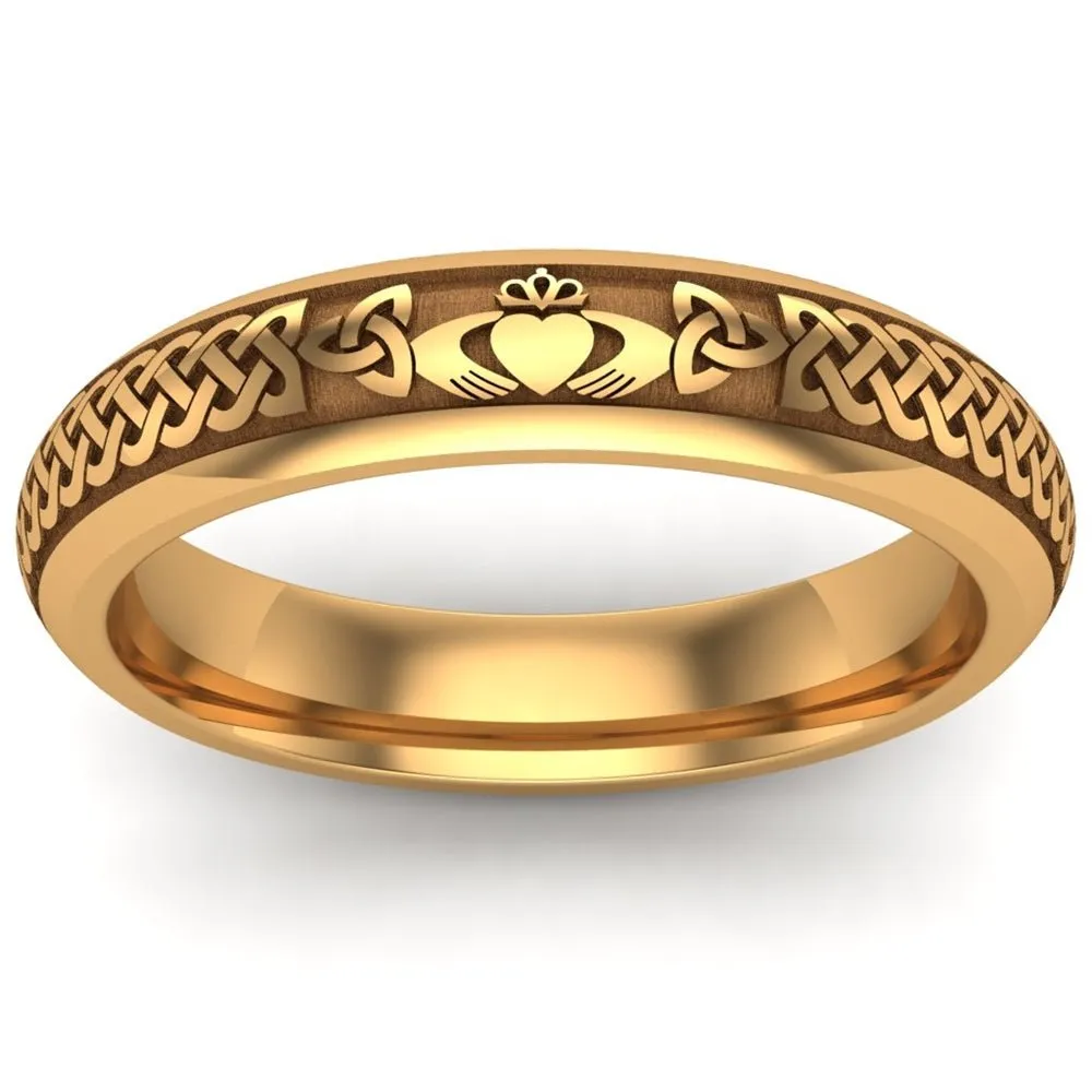 Claddagh Wedding Ring UCL1-14Y4M - 14K Yellow Gold