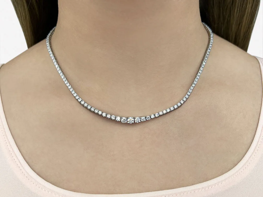 Classic Graduated Strand Of Lab-Grown Diamond with 7.08 ct.(finished)