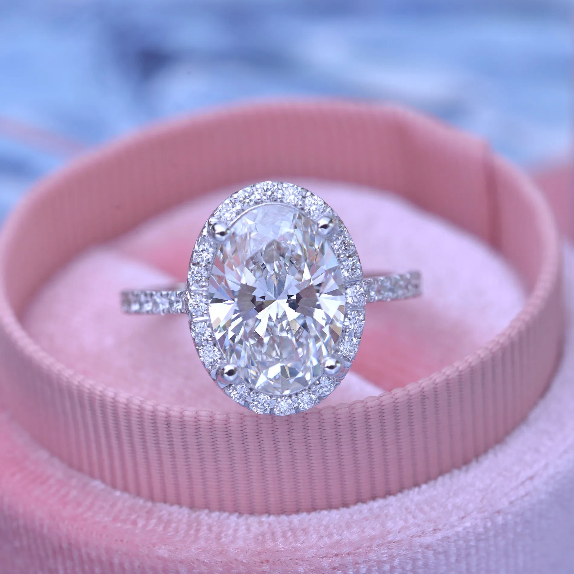 Classic Oval Halo - Lab Grown diamond engagement ring with 2ct to 3ct Center