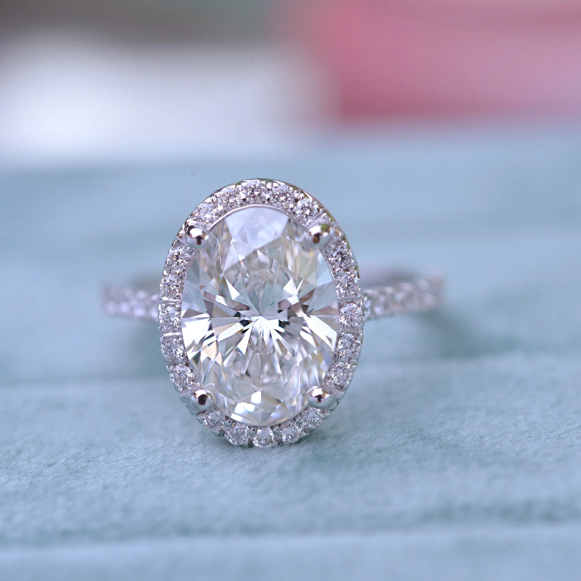 Classic Oval Halo - Lab Grown diamond engagement ring with 2ct to 3ct Center