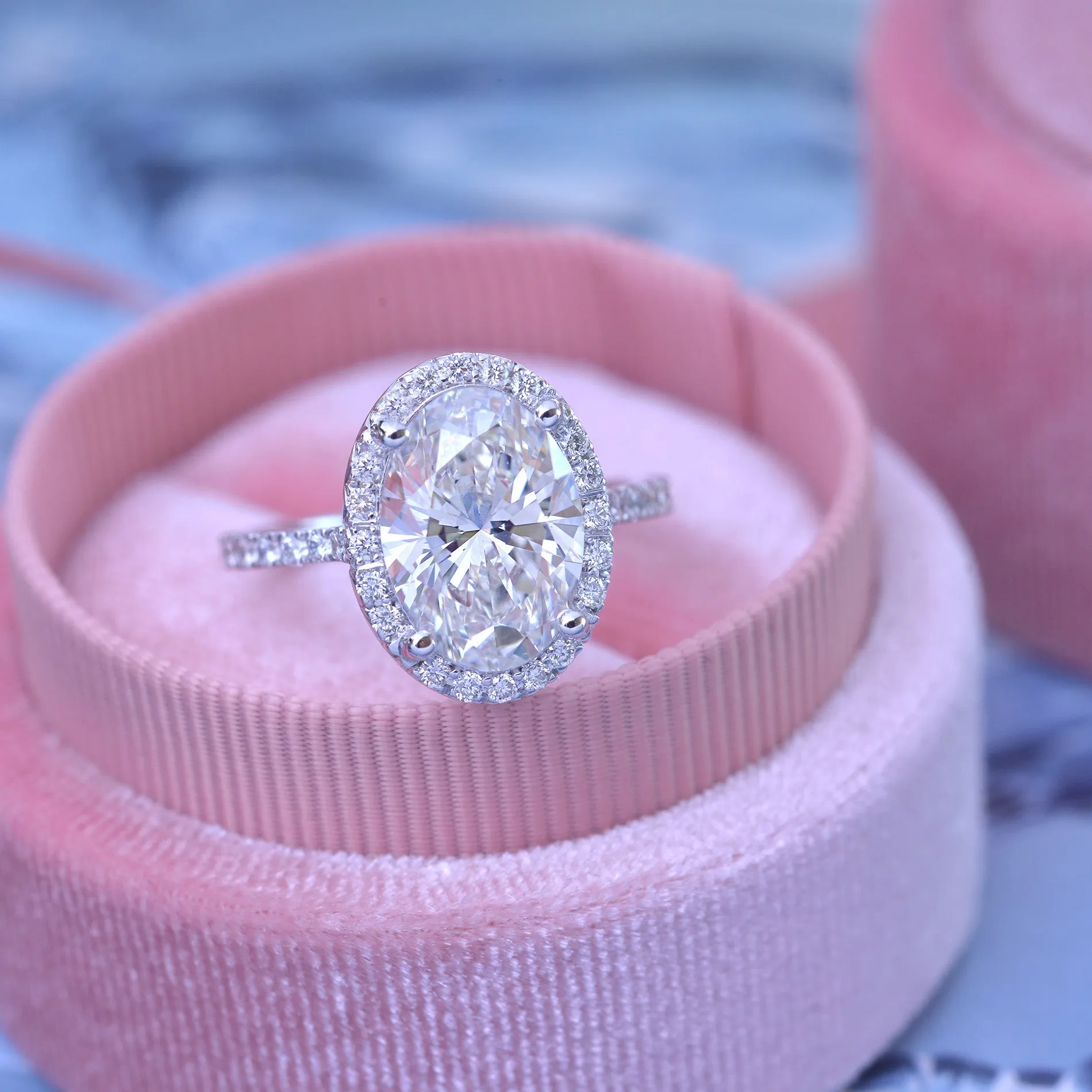 Classic Oval Halo - Lab Grown diamond engagement ring with 2ct to 3ct Center