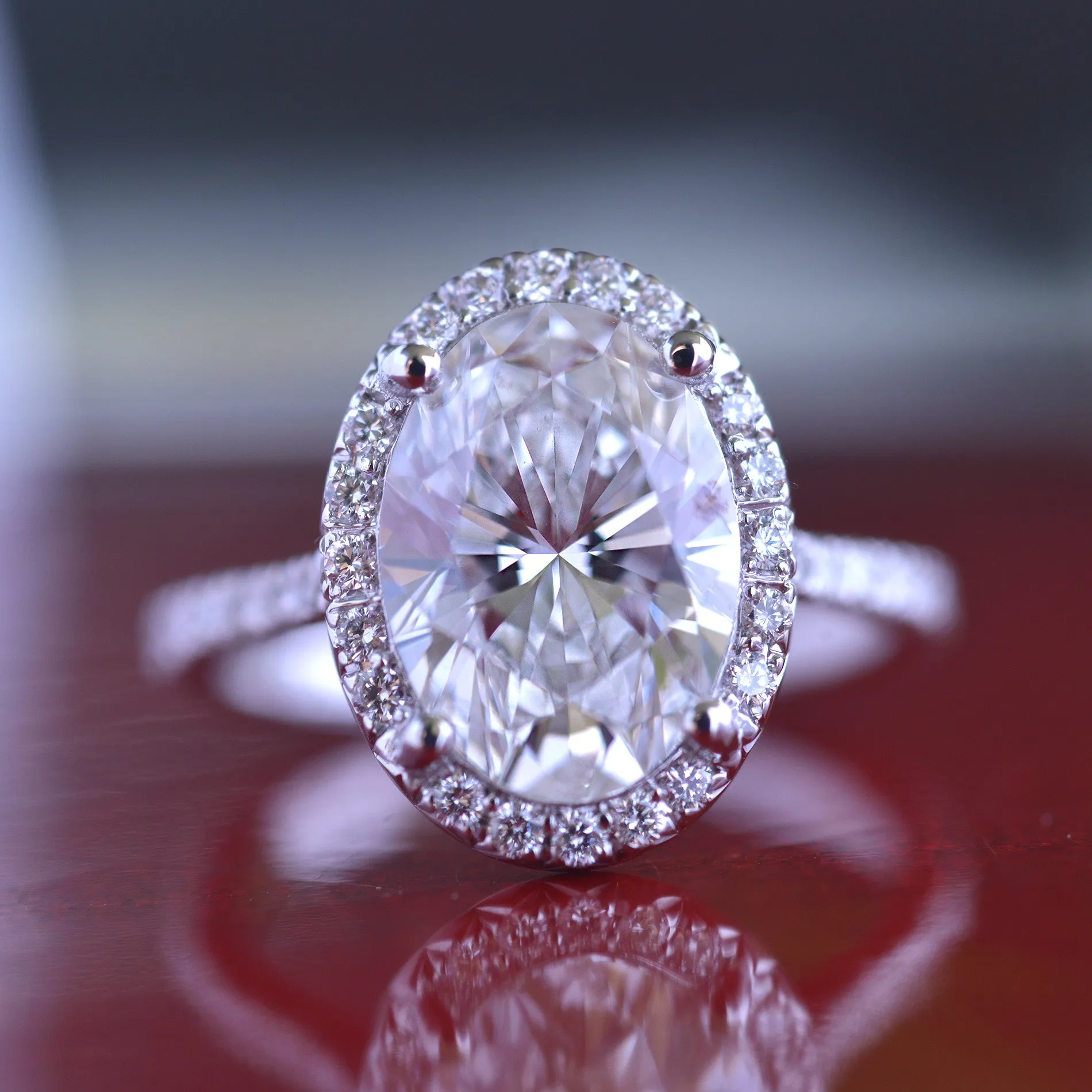 Classic Oval Halo - Lab Grown diamond engagement ring with 2ct to 3ct Center