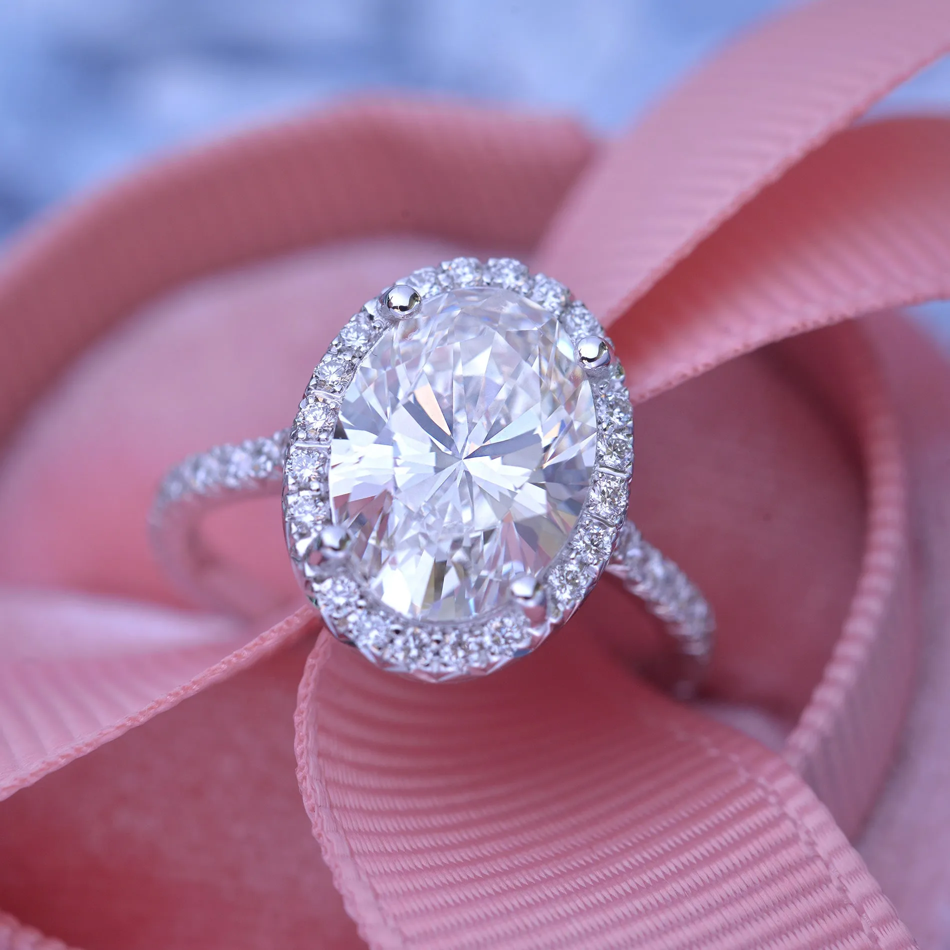 Classic Oval Halo - Lab Grown diamond engagement ring with 2ct to 3ct Center