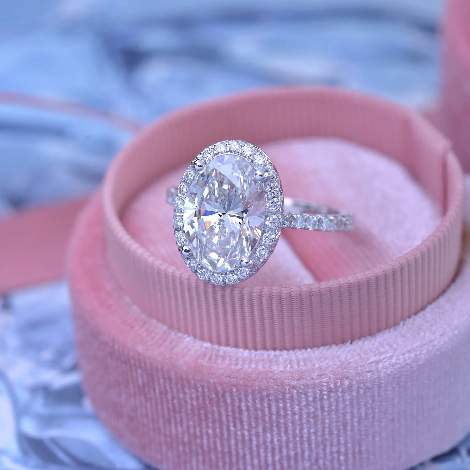 Classic Oval Halo - Lab Grown diamond engagement ring with 2ct to 3ct Center