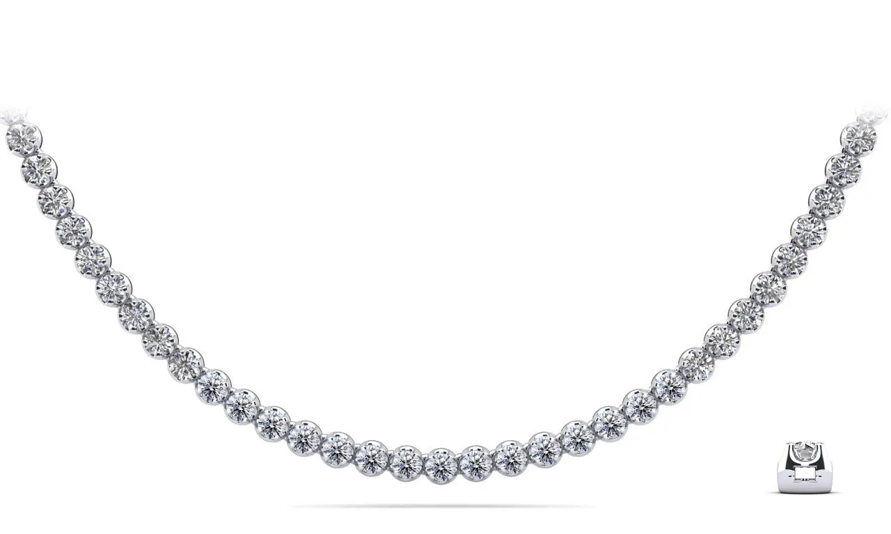 Classic Riviera Tennis Diamond Necklace with 7.09 ct.(finished) 2.5mm