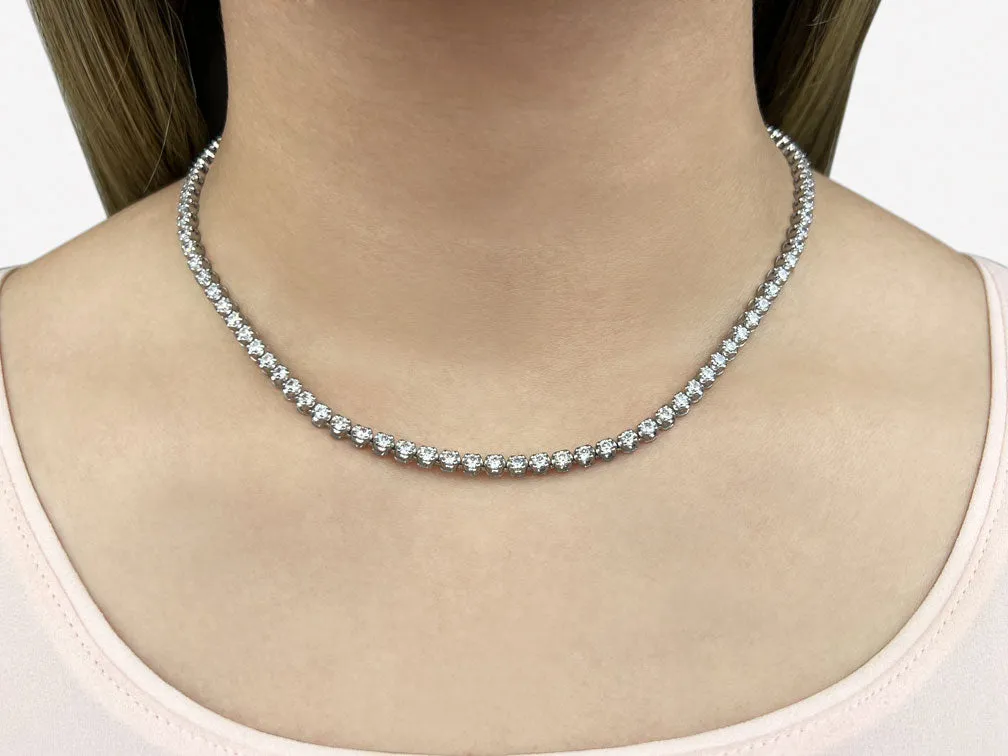 Classic Riviera Tennis Diamond Necklace with 7.09 ct.(finished) 2.5mm
