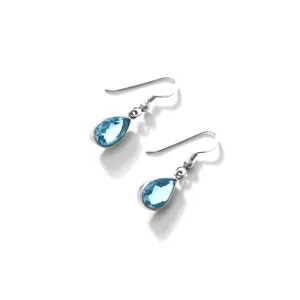 Clear Faceted Blue Topaz Pear Shape Sterling Silver Earrings