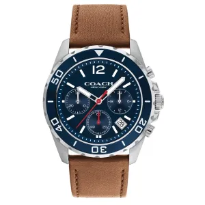 Coach Kent Brown Leather Strap Blue Dial Chronograph Quartz Watch for Gents - 14602560