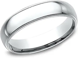 Comfort Fit High Polished Milgrain Wedding Band- 5mm