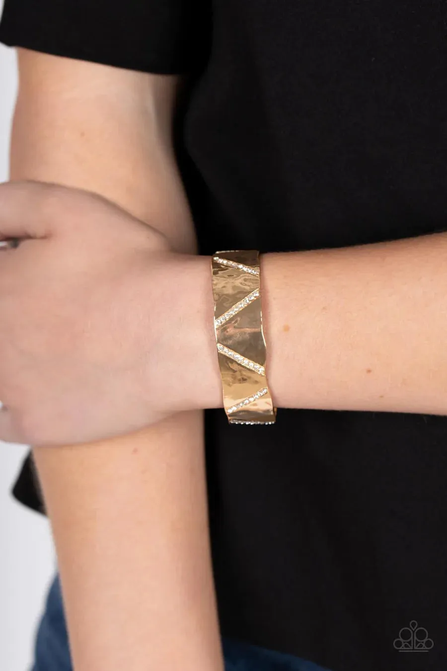 Couture Crusher - Gold (White Rhinestone) Bracelet