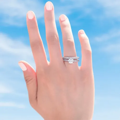 Created Diamond 2-Pcs Wedding Engagement Ring Set