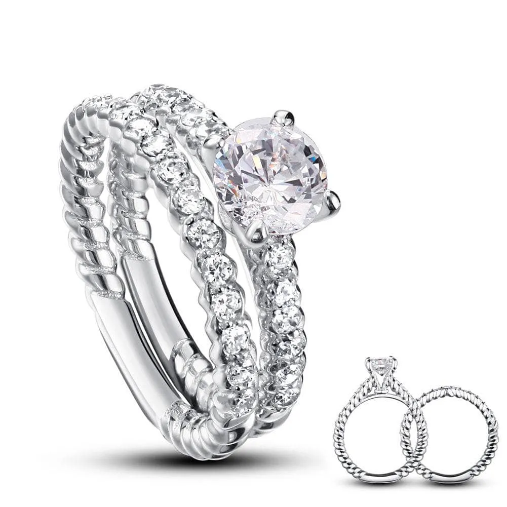 Created Diamond 2-Pcs Wedding Engagement Ring Set