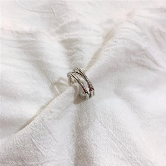 Cross Curve Line Opening Ring