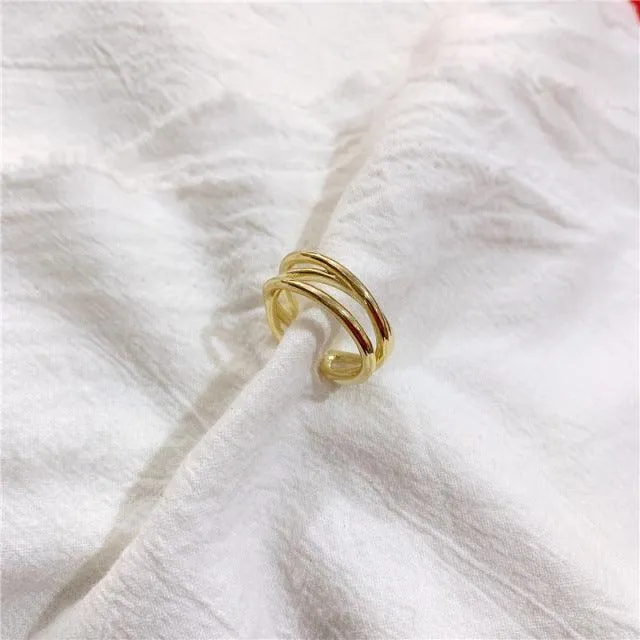 Cross Curve Line Opening Ring