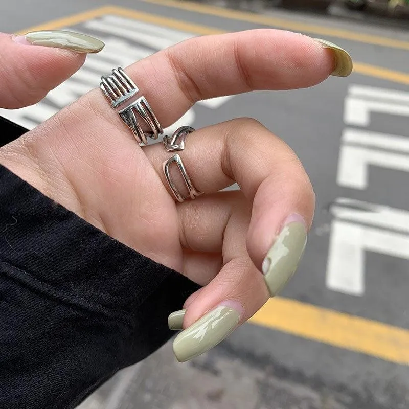 Cross Curve Line Opening Ring