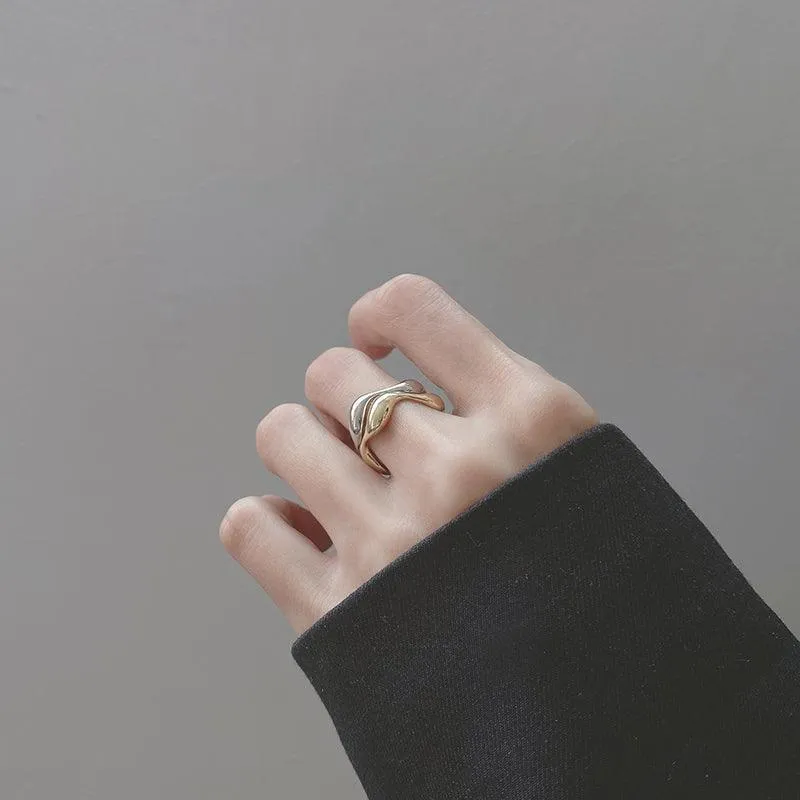 Cross Curve Line Opening Ring