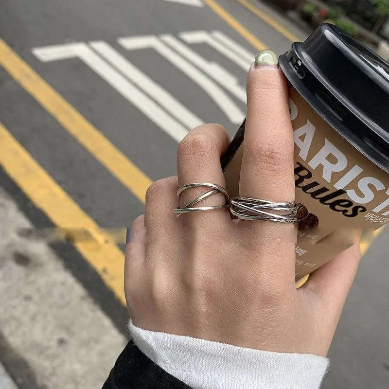Cross Curve Line Opening Ring