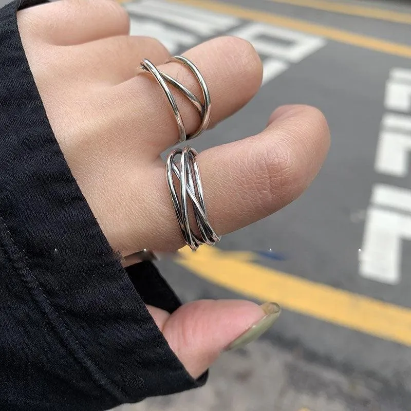 Cross Curve Line Opening Ring