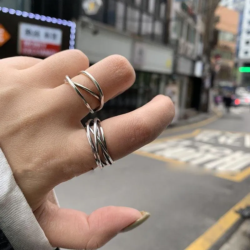 Cross Curve Line Opening Ring