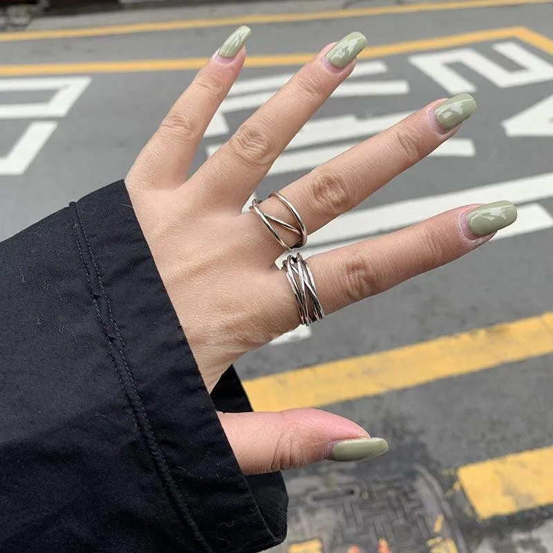 Cross Curve Line Opening Ring