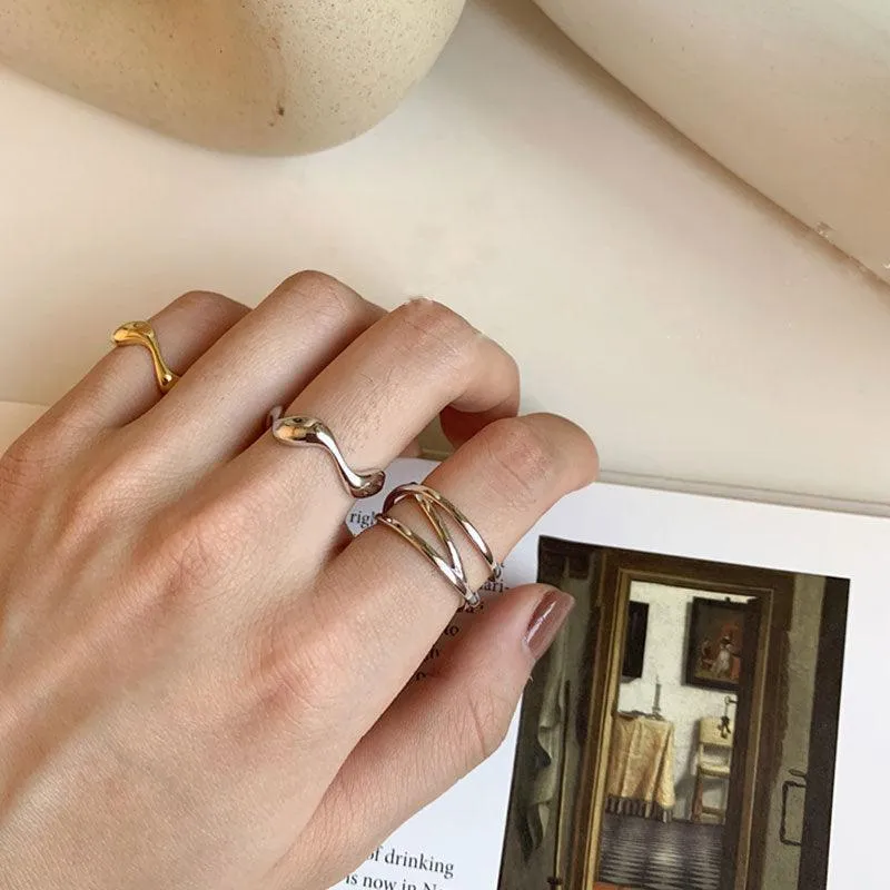 Cross Curve Line Opening Ring