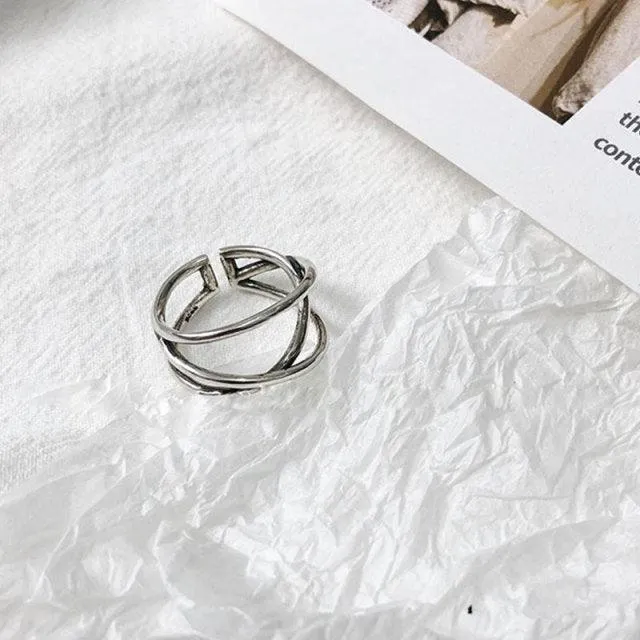 Cross Curve Line Opening Ring