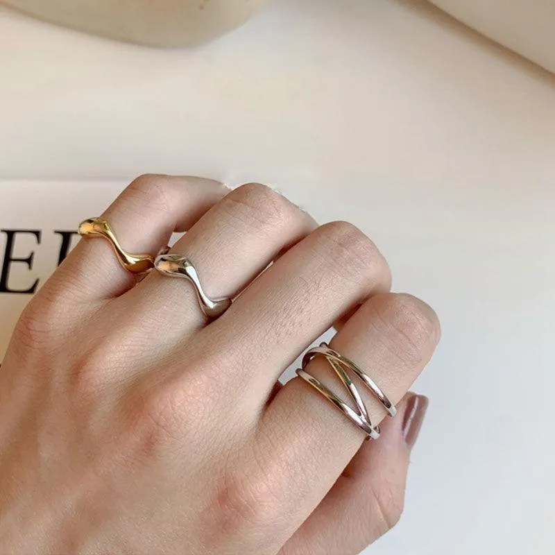 Cross Curve Line Opening Ring