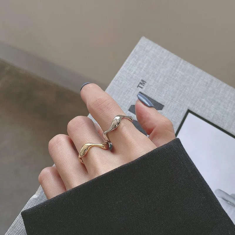 Cross Curve Line Opening Ring