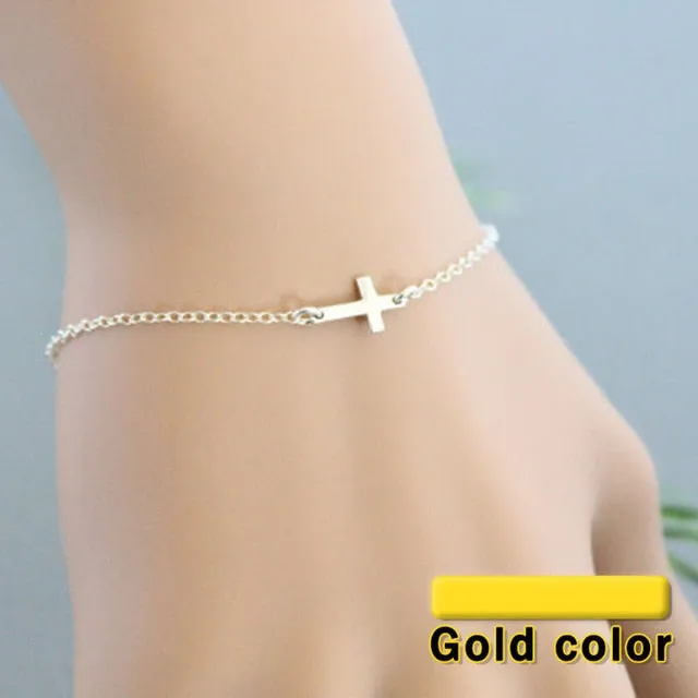 Cross Women Bracelet Small Bracelets Ladies Bangle Jewellery Couples Elegant Fashion Retro Silver Color Zinc Alloy Metal Armband