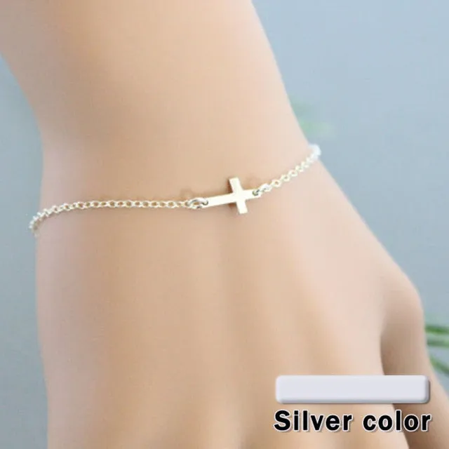 Cross Women Bracelet Small Bracelets Ladies Bangle Jewellery Couples Elegant Fashion Retro Silver Color Zinc Alloy Metal Armband