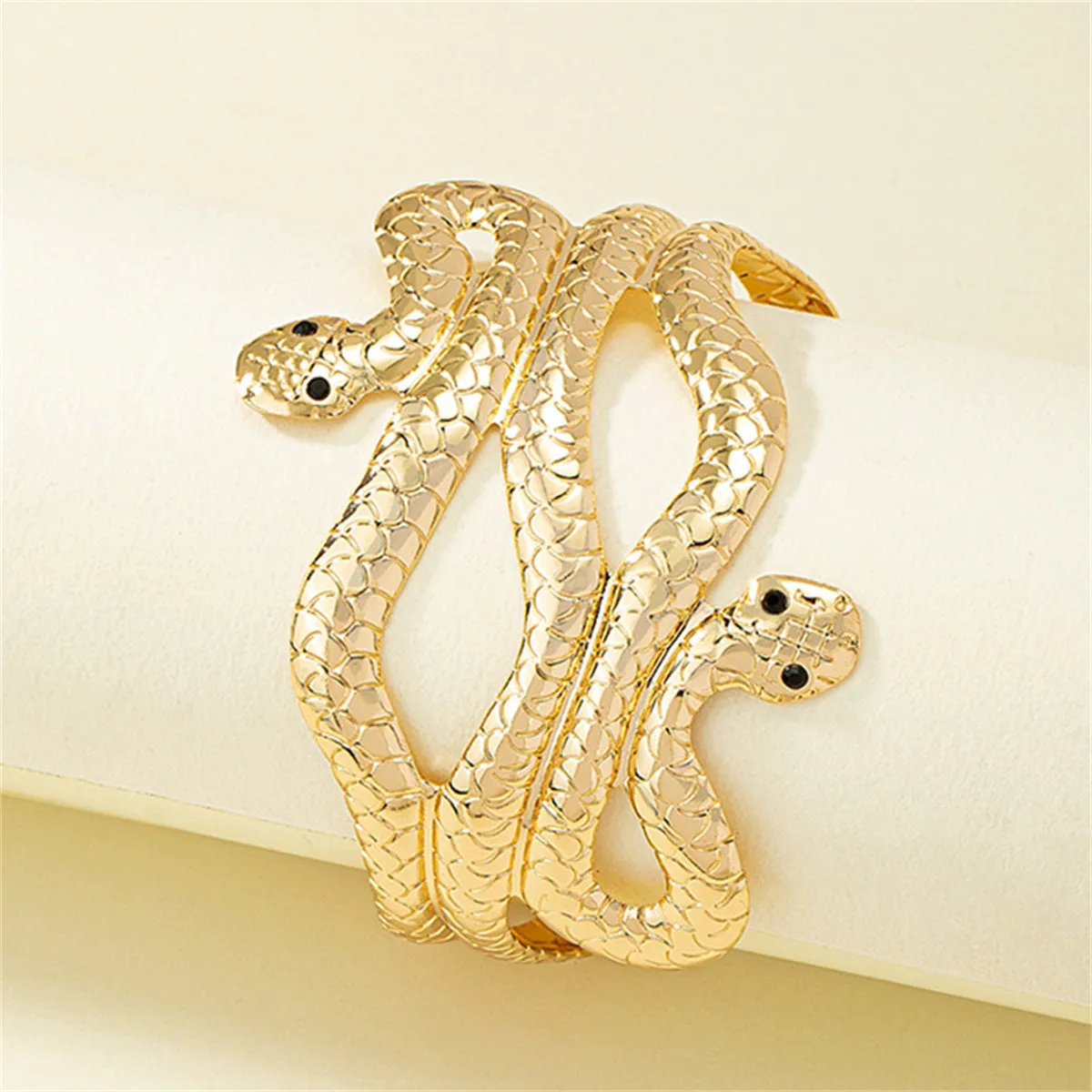 Cubic Zirconia & 18K Gold-Plated Snake Cuff