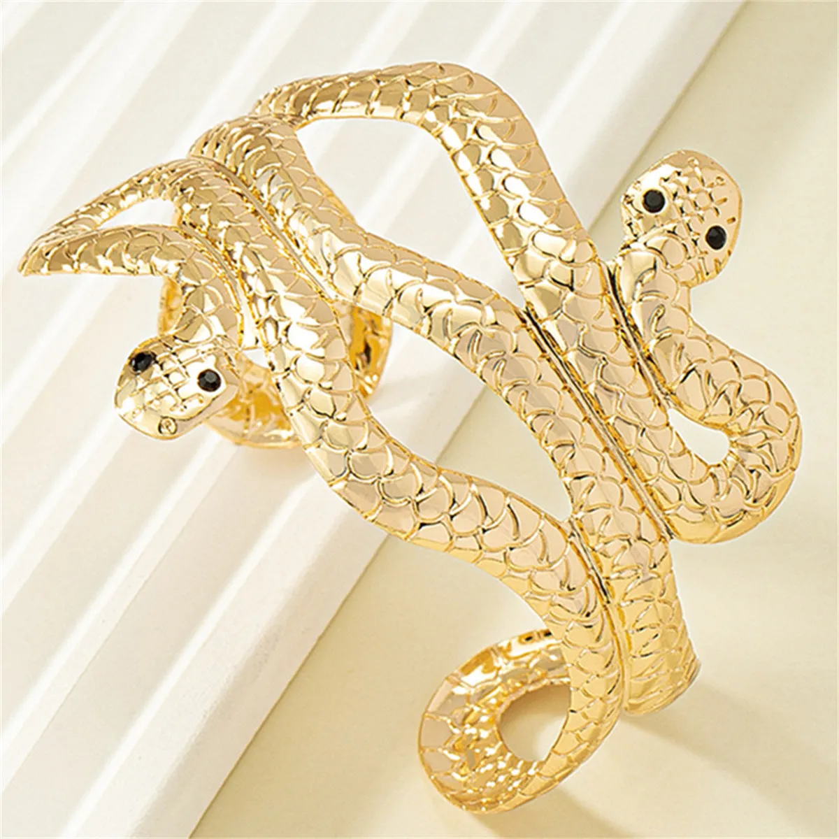 Cubic Zirconia & 18K Gold-Plated Snake Cuff