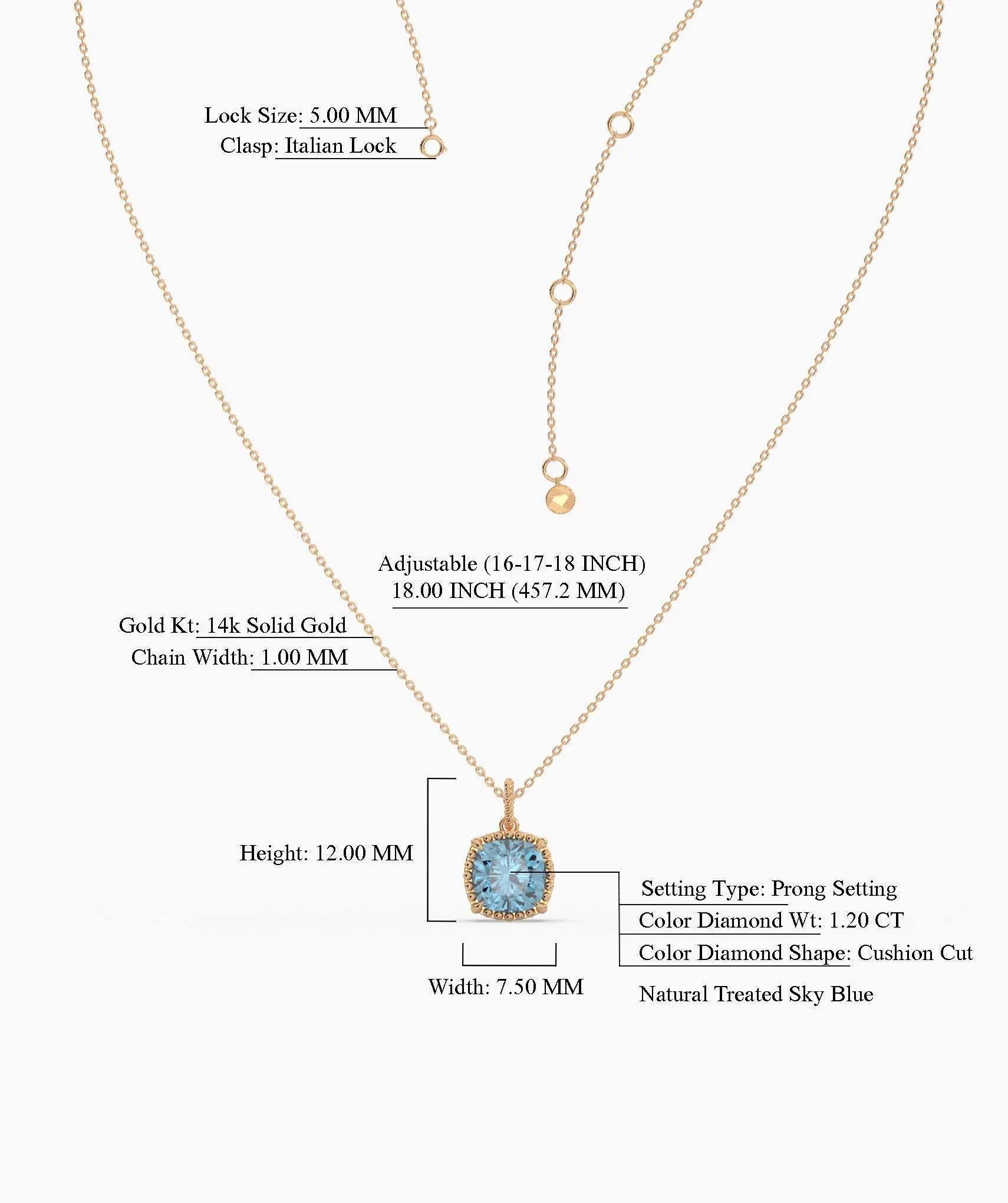 Cushion-Cut Blue Topaz Necklace