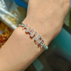Customize This Crystal Cuban Chain Adjustable Letter Bracelets