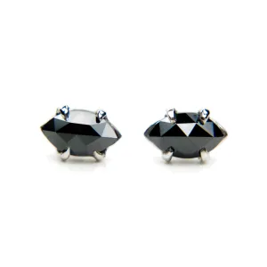 Cybil Earrings | Rose Cut Black Diamond White Gold Studs