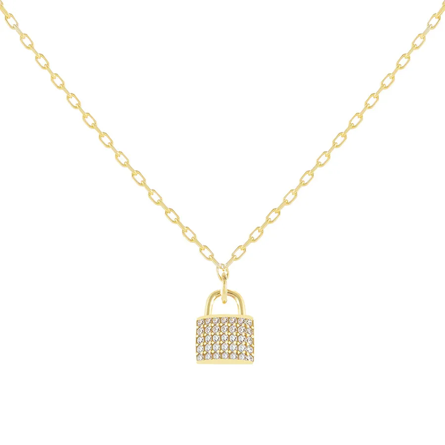 CZ Lock Link Necklace